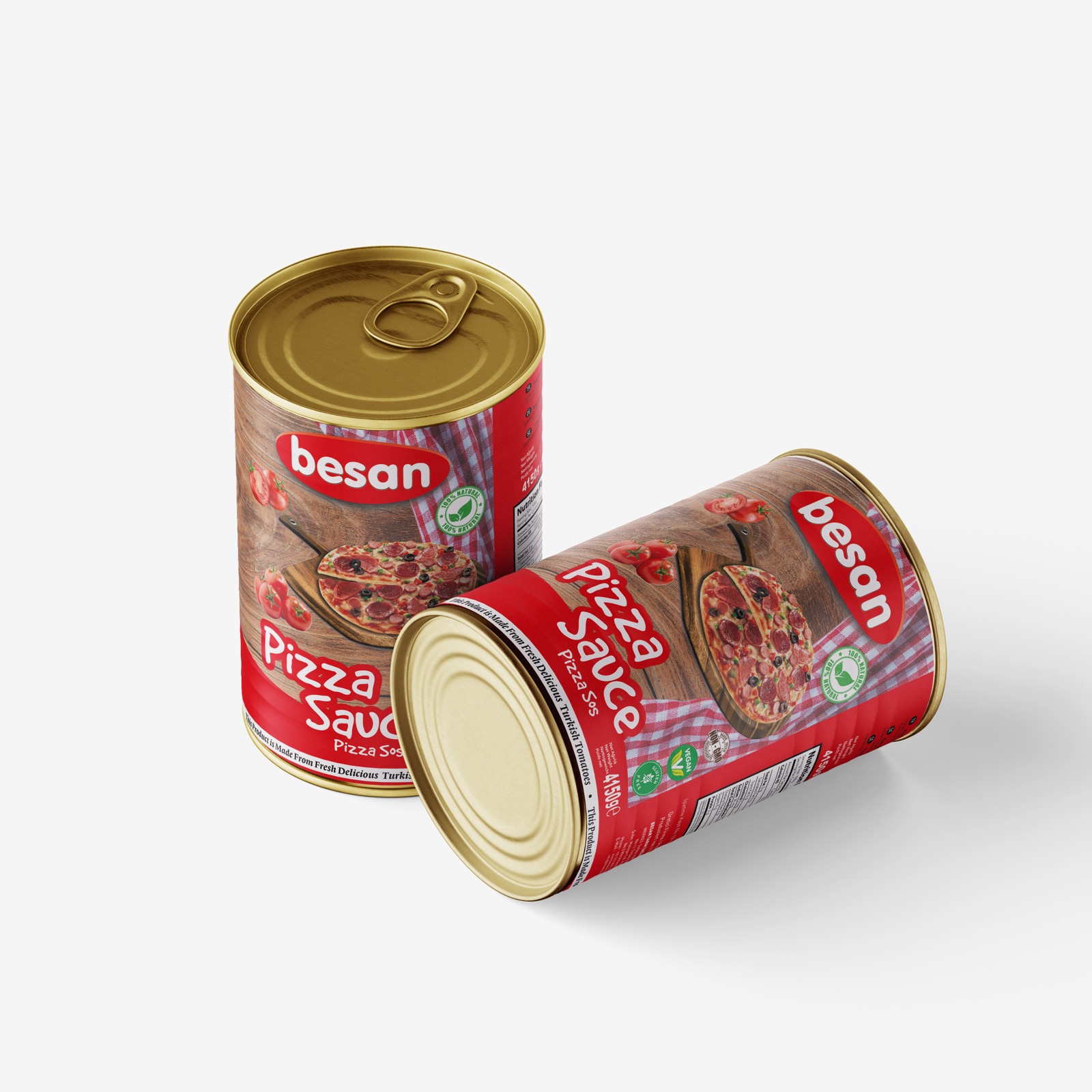 Besan pizza sos konserve etiketi — Besan